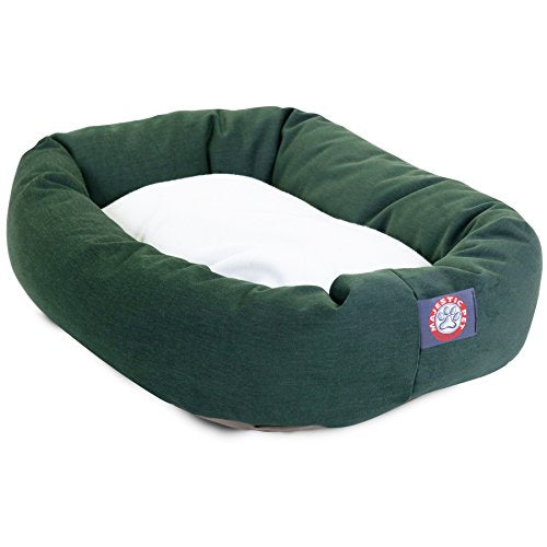 40 inch Green & Sherpa Bagel Dog Bed By Majestic Pet Products - color: Green