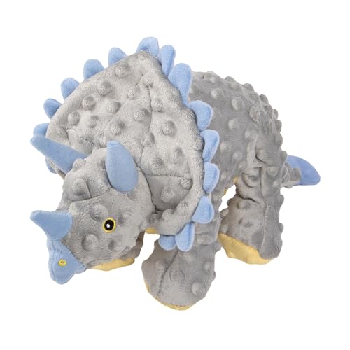 goDog Dinos Frills Squeaky Plush Dog Toy with Chew Guard Technology, Durable Fabric & Squeaker for Active Play, Gray, Large - color: Dinos Frills (Gray), size: Large