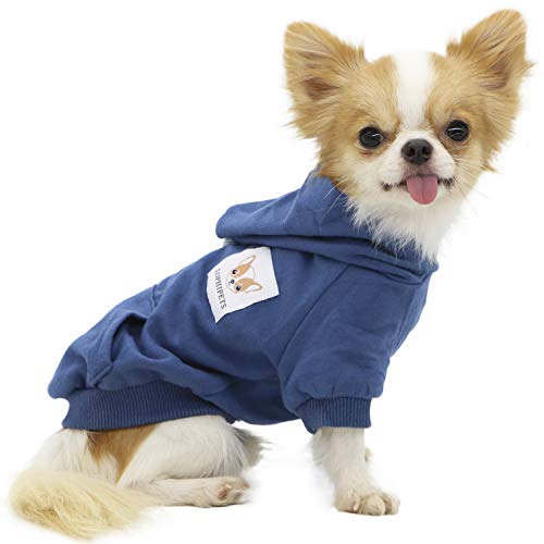 LOPHIPETS Dog Cotton Hoodies Sweatshirts for Small Dogs Chihuahua Puppy Clothes Cold Weather Coat-Navy/M - color: Navy, size: Medium for 4.5-6.5 lbs