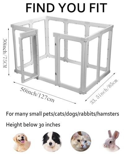 Acrylic Dog Playpen Indoor, 10 Panels 30 Inch Clear Dog Play Pen with Door, Sturdy Clear Acrylic Puppy Playpen for Small and Medium Dogs