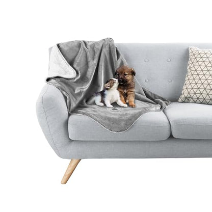 Waterproof Pet Blanket - 30x40-Inch Reversible Sherpa Fleece Throw Protects Couches, Cars, and Beds from Spills, Stains, and Fur by PETMAKER (Gray) - color: Gray, size: X-Small
