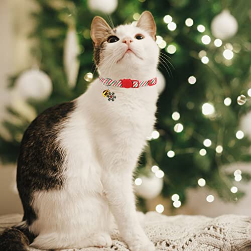 Christmas Breakaway Cat Collars with Bell & Cute Pendants - 3 Pack Adjustable Safety Kitten Collars - Xmas Collar for Kitten Cat Christmas Party - color: Style A - Christmas