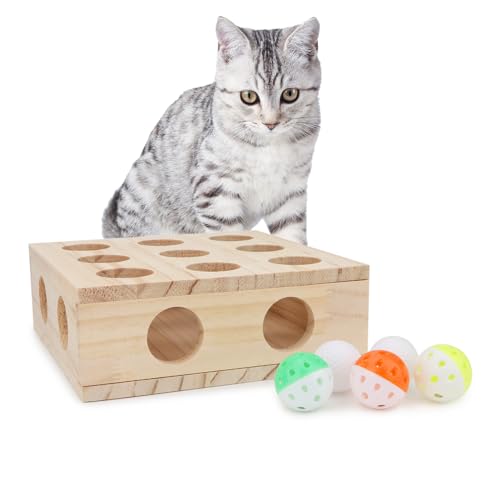 Interactive Cat Toy Puzzle Box Wooden Treat Maze Scratcher Peek Play Toy Box Fun Interactive Cat Toy Fun Hide and Seek Agility Toys - color: Puzzle Box