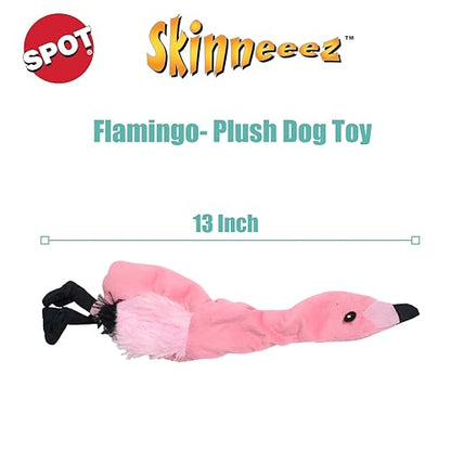 SPOT Skinneeez Flamingo 13 Inch Stuffing-Free Plush Squeaky Dog Toy – Soft Interactive Chew Toy for Small and Medium Dogs – Mess-Free Play for Light & Moderate Chewers - style: Mini Flamingo