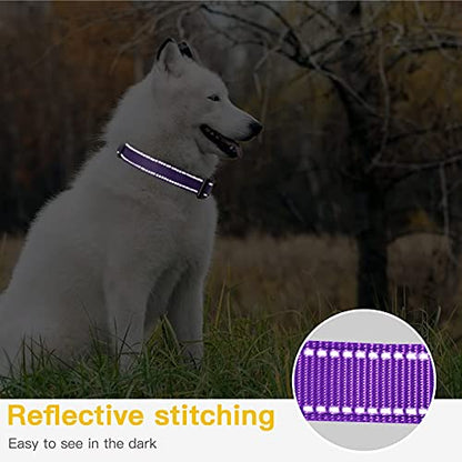 HEELE Dog Collar, Reflective Dog Collar, Soft Neoprene Padded Breathable Nylon Pet Collar Adjustable for Small Dogs Puppy, Purple, XS(7.87-11.81") - color: Purple, size: X-Small (7.87-11.81")
