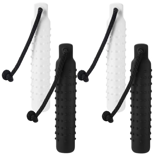 Blueweenly 4 Pcs Dog Bumper Toy for Water Retrieving Plastic Puppy Training Dummy Dog Float Toy Lightweight for Float on The Water Pool Outdoor Training Hunting Fetching (White and Black) - color: White and Black