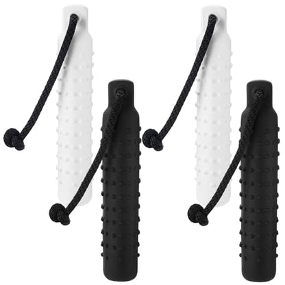Blueweenly 4 Pcs Dog Bumper Toy for Water Retrieving Plastic Puppy Training Dummy Dog Float Toy Lightweight for Float on The Water Pool Outdoor Training Hunting Fetching (White and Black) - color: White and Black