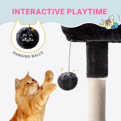 Allewie 29 Inches Cat Tree Tower/Plush Perches Platform/Condo/House/Sisal Scratching Posts/Multi-Level Activity Center Furniture for Kittens/Dark Grey - color: Dary Grey