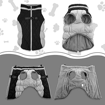 Lelepet Dog Coat Warm Dog Winter Coat Waterproof Dogs Jacket with Harness Built in Reflective Pet Fleece Vest Zip-Up Cold Weather Coats for Small Dogs Turtleneck & Windproof Coats Chihuahua Black XS - color: Black, size: X-Small