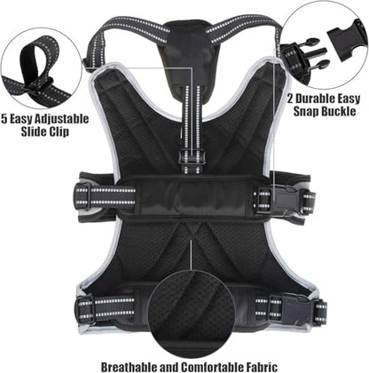 Escape Proof Dog Harness - No Pull Reflective Dogs Harness Vest with Lift Handle, Adjustable Soft Padded No Slip Pet Harness Training Easy Control for Medium Large Dogs - color: Black & Grey, size: Large