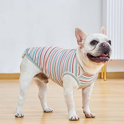 Dog Shirts Vest Cotton Striped T-Shirt, Sleeveless Stretchy Pet Clothes for Small Dogs, 2-Pack Soft Breathable Puppy Tank Top Cat Tee (XX-Large, Pink,Rose) - color: Pink,Rose, size: XX-Large