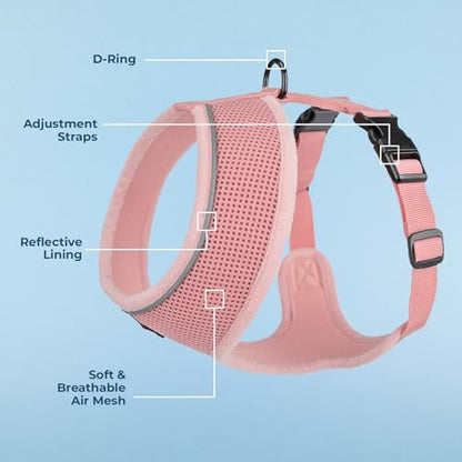 Voyager Aerolite Over the Head Dog Harness, No Pull Breathable Air Mesh Vest, Quick Dry with Reflective Stitching, Adjustable Escape Resistant Harness for Small Medium Large Dogs - Pink, Large - color: Pink, size: L