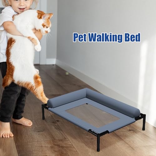 Dog Cot - Breathable Elevated Dog Cooling Bed, Washable Pet Sofa for Sleeping Play | Summer Hot Weather Puppy Senior Kitty Bunny Home Bedroom Living Room Offices Patio Backyard - color: Blue