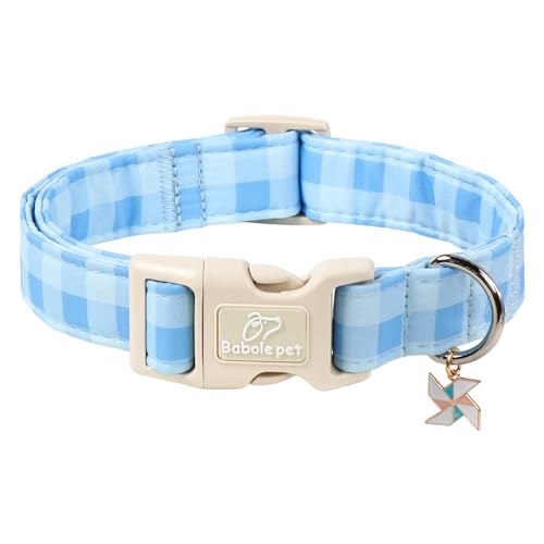 Boy Dog Collar Blue Gingham Dog Collars for Puppy Small Dogs - Lightweight Adjustable Spring/Summer Plaid Male Female Dogs Everyday Collar with Safety Buckle XS - color: Blue Gingham, size: XS