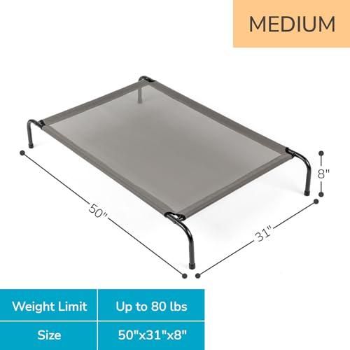 Outvita Elevated Dog Bed, 50 inch Outdoor Cooling Raised Pet Cot, with Waterproof Textilene Mesh, Washable, Breathable, Alloy Steel Frame, Non-Skid Bottom, Portable, Chew Proof, Indoor & Outdoor