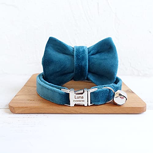 Cat Collar Personalized with Name Phone Number Engraved,Customized with Bell for Small Dogs Puppy Kitten - color: Green, size: S (6"-10")