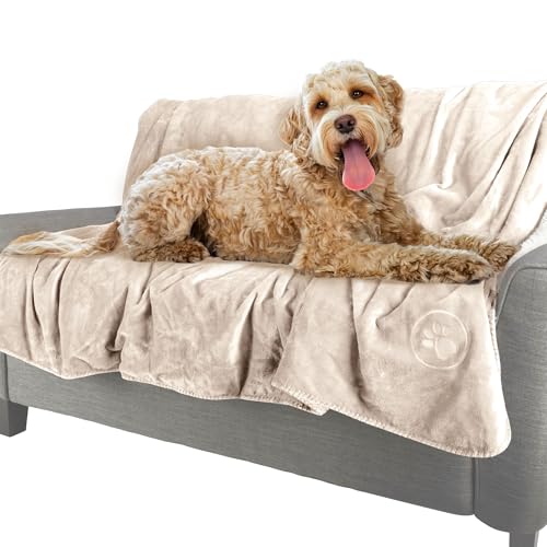 PETMAKER Dog Blanket - 60x70in Reversible Sherpa Blanket - Throw Blankets for Bed, Couch, Crate, or Car - Machine Washable Puppy Essentials (Cream) - color: Cream, size: Medium