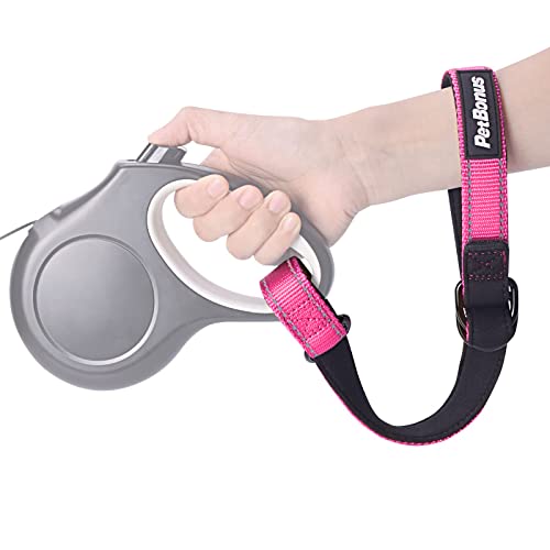 Short Dog Leash, Safety Wrist Strap for Retractable Dog Leash, Reflective Design and Adjustable Soft Padded Handle, Extra Layer Security for Pet Stroller (Pink) 1 Pack - color: Pink, size: 1 Pack