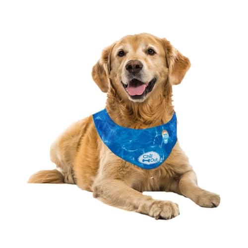 ALL FOR PAWS Dog Cooling Bandana, Cooling Bandanas for Extra Large Dogs, Dog Cooling Neck Wrap, Cooling Scarf for Dogs, Blue Ice Dog Neck Cooler for Summer (XL) - size: XL