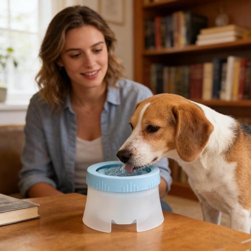 Dog Water Bowl | Large Capacity Non Slip Leakproof Bowl | Dog Water Container | for Travel, Car, Crate, Carrier, Home, Garden, Vet, Park
