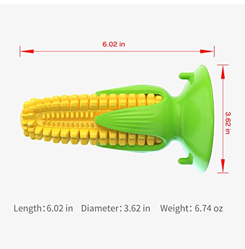 Carllg Puppy Teething Chew Toys, Dog Chew Toys - Corn Stick Tough Toys for Training and Cleaning Teeth, Squeaky Suction Cup Toothbrush Interactive Toy for Small Medium Dog