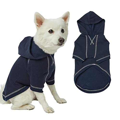 Blueberry Pet Essentials Soft & Comfy Better Basic Cotton Blend Dog Hoodie Sweatshirt in Midnight Blue, Back Length 16", Pack of 1 Jacket for Dogs - color: Dog Hoodie - Midnight Blue, size: 16 inch (Pack of 1)