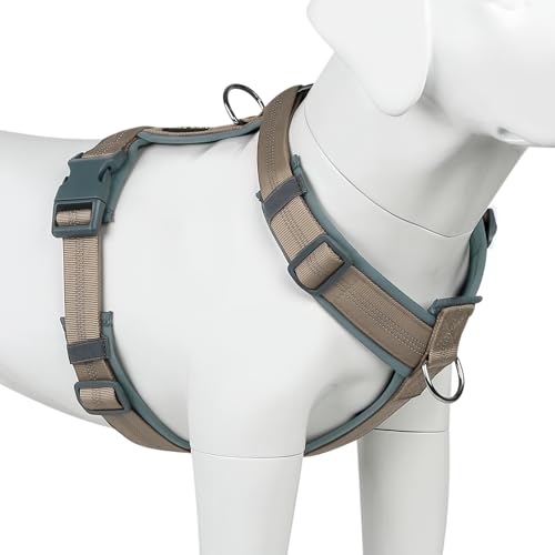 Plutus Pet No Pull Dog Harness, Adjustable Nylon Harness with Soft Padding, Reflective and Heavy Duty Dog Harness for Small, Medium, Large Dogs(Beige, S) - color: Beige, size: S