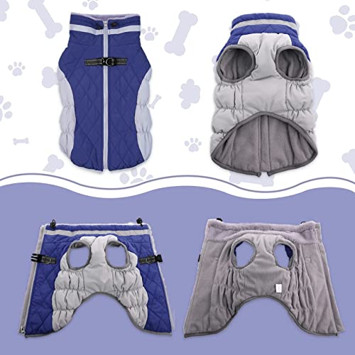 Lelepet Dog Coat Warm Dog Winter Coat Waterproof Dogs Jacket with Harness Built in Reflective Pet Fleece Vest Zip-Up Cold Weather Coats for Small Dogs Turtleneck & Windproof Coats Chihuahua Blue XS - color: Blue, size: X-Small
