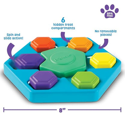 Brightkins Spin & Seek Hexagon Treat Puzzle - Interactive Dog Toys, Puzzle Feeder for Small and Large Dogs, Enrichment Toy Puzzles to Keep Pets Busy, Treat Dispensing Puppy Toys, Cognitive Dog Toy