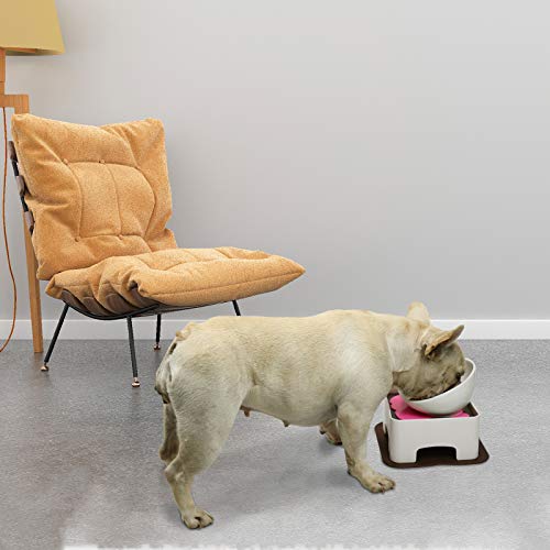 Raised Ceramic Dog Feeding Bowl,Adjustable Elevated Dog Bowls Set Anti-Slip,Standing Pet Feeding Dish for Small Medium Dogs and Cats,White - color: White