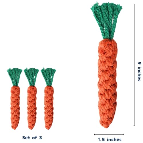 2ME 3 PCS Carrot Dog Rope Toys for Dogs, Durable Chew Toys for Aggressive Chewers, Entertainment and Interaction, Teeth Cleaning and Chewing, All-Cotton - size: 3-Pack