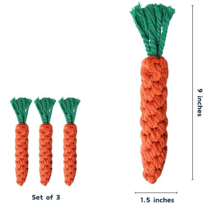 2ME 3 PCS Carrot Dog Rope Toys for Dogs, Durable Chew Toys for Aggressive Chewers, Entertainment and Interaction, Teeth Cleaning and Chewing, All-Cotton - size: 3-Pack