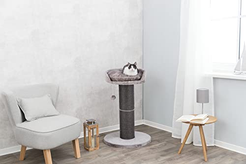 TRIXIE Pepino Cat Scratching Post 35 Inch - Cat Scratcher with Soft Fabric Covering Base and Durable Sisal Rope - with Platform Bed & Dangling Cat Toy - in Gray - color: Gray
