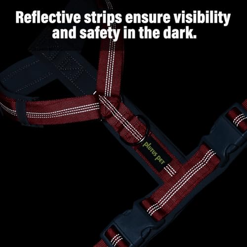 Plutus Pet No Pull Dog Harness, Adjustable Nylon Harness with Soft Padding, Reflective and Heavy Duty Dog Harness for Small, Medium, Large Dogs(Red, S) - color: Red, size: S