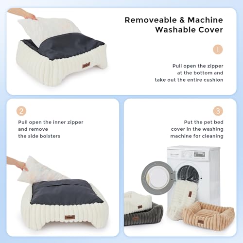 ZOMISIA Dog Bed Medium Size Dog - Large Rectangle Orthopedic Pet Bed with Fluffy Washable Cover and Anti-Slip Bottom, 30x24x9inches, Grey - color: Grey, size: 30"x 24"x 9"