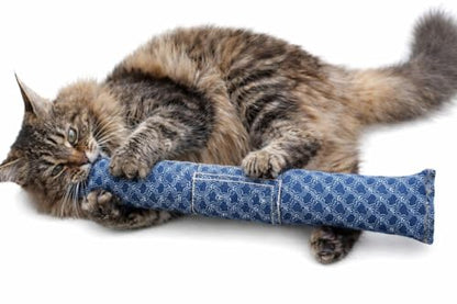 15” Refillable Catnip Kicker Toy for Cats – Handmade in USA Plush Kick Stick Filled with 1 oz Premium Catnip & Extra Catnip Included – Interactive Kick Toy (Cobalt Blue) - color: Cobalt Blue