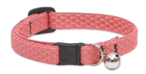 LupinePet Eco 1/2" Coral Cat Safety Collar with Bell, 8-12" - color: Coral
