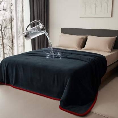 Waterproof Blanket for Bed, Couch, Kids & Pets Protection – Splash-Proof, Spill-Proof, Leakproof Flannel Blanket Reversible Design (Passion Red & Midnight Black, Double Size) - color: Velvet Red/Obsidian Black, size: Full