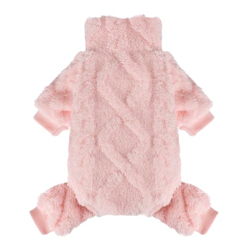 Dog Sweater Fleece Turtleneck Winter Dog Clothes for Small Dogs Girls Boy, Warm Fleece Puppy Pajamas Onesies, Pet Clothes Puppy Sweater Pjs, Doggy Jumpsuits Doggie Outfit, Pink, XXS - color: Pink, size: XX-Small (Chest 11in )