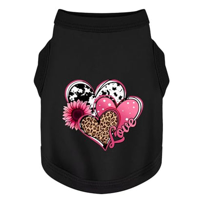 Discover Cozy Cotton Canine Wear: Soft, Lightweight, and Breathable Dog Shirt Vest with Eye-Catching Graphics (Hearts and Love), Keeping Your Furry Friend Comfy! Black XS - color: Black, size: XS-(2~6lb) | Back(~9.8")