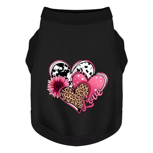 Discover Cozy Cotton Canine Wear: Soft, Lightweight, and Breathable Dog Shirt Vest with Eye-Catching Graphics (Hearts and Love), Keeping Your Furry Friend Comfy! Black 3XL - color: Black, size: 3XL-(30~60lb) | Back(~22.8")