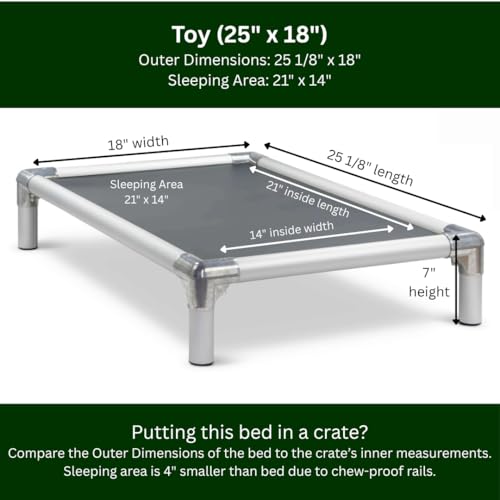 Kuranda Chewproof Elevated Dog Bed - Silver Aluminum - 25" x 18" - Heavy Duty Vinyl - Smoke - color: Smoke, size: Toy