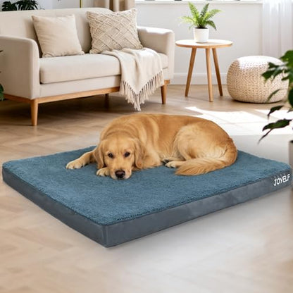 Large Dog Crate Bed Mats Orthopedic Dog Bed, Egg Crate Foam Waterproof Dogs Pad with Washable Removable Cover, a Squeaker Toy as Gift - size: Large-36"x27"x3"