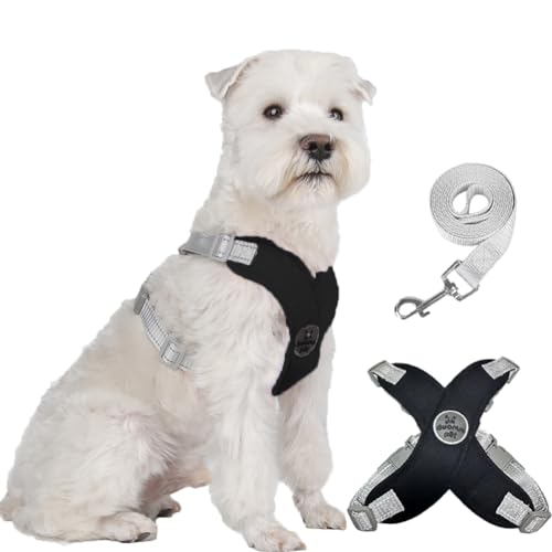 Dog Harness Pet X Frame No Pull Step-in Harnesses with Leash Set, Adjustable Reflective Choke Free Puppy with Padded Vest for Small, Medium Dogs and Cats Walking Training - color: Black, size: Medium
