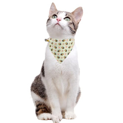 Cat Collar Breakaway with Cute Bow Tie Bandana and Bell Accessories Bee for Kitty Adjustable Safety - color: bee