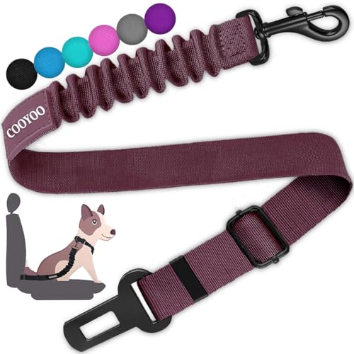 Dog Seat Belt,Retractable Dog Car Harness Seat Belt for Car Adjustable Nylon Pet Safety Seat Belts Heavy Duty & Elastic Bungee Buffer - color: 11-Fuchsia