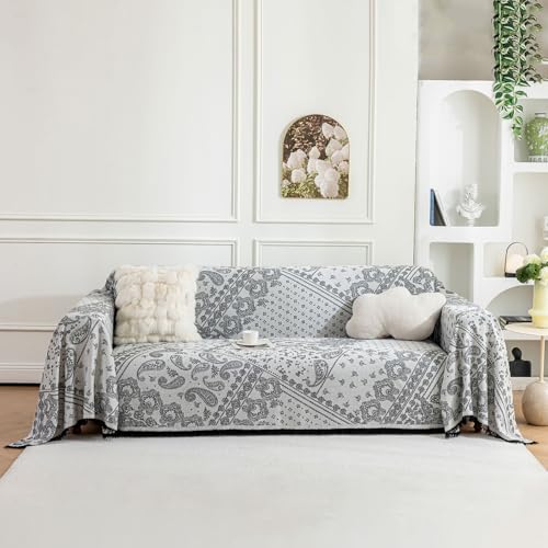 ROOMLIFE Black Couch Covers for Sofa, Sofa Covers Washable Non Slip Furniture Protector Couch Sofa Covers for 3 Cushion Couch, Breathable Sofa Slipcovers Couch Cover Blanket with Tassels 71" X 150" - color: D#black, size: XX-Large(71''*150'')