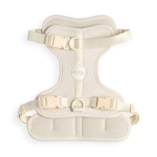 HNS1002L Arlo Medium Adjustable Soft Padded No Pull Pet Harness with 3 Buckles and 3 Leash Clips, Bailey - color: Almond, size: Medium (Chest: 18 - 28")