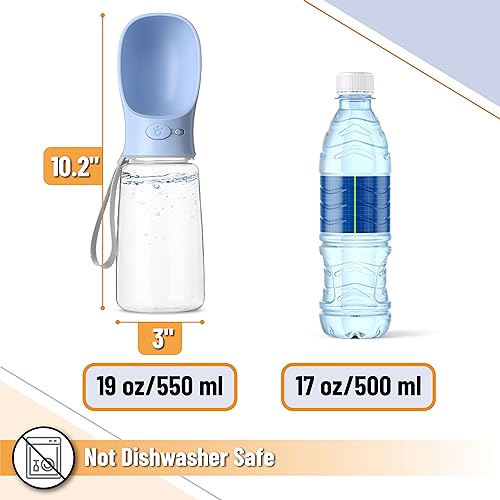 Mr. Pen- Portable Dog Water Bottle, 19 oz, Large, Leak Proof Puppy Water Dispenser with Drinking Feeder for Pets, Outdoor Walking, Hiking, Travel, Not Dishwasher Safe - color: Blue
