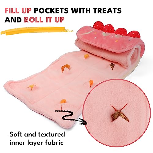 CHEWFFON Dog Birthday Cake Toy - Interactive Snuffle Roll Cake Puzzle for Enrichment, Squeaky & Crinkle Puppy Gift for Boredom & Mental Stimulation, Indoor Brain Game for Small Medium Dogs - style: Strawberry Roll Cake